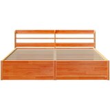  Okvir kreveta s uzglavljem voštano smeđi 200x200 cm od borovine | shoptok.hr