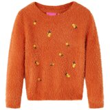 vidaXL Otroški pulover pleten žgano oranžen 140 | Shoptok.si