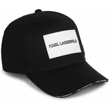 Karl Lagerfeld Otroška bombažna bejzbolska kapa črna barva