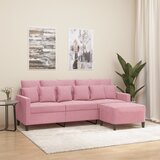  Trosjed s tabureom ružičasti 180 cm baršunasti | shoptok.hr