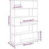  Polica za knjige Crna Hrast 100x24x155 cm | shoptok.hr