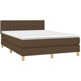  Box spring postelja z vzmetnico LED temno rjava 140x1 | Shoptok.si