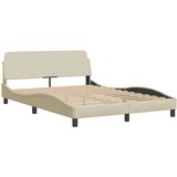 vidaXL Posteljni okvir z vzglavjem krem 140x190 cm blago, (21072821) | Shoptok.si
