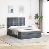 vidaXL Otomanski posteljni okvir z vzmetnicami siv 140x190cm žamet | Shoptok.si