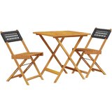  3-dijelni bistro set od poliratana i masivnog drva crni | shoptok.hr