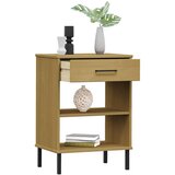 vidaXL konzolna omarica s kovinskimi nogami rjava trdna borovina oslo | Shoptok.si