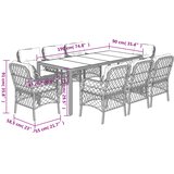  9-dijelni vrtni blagovaonski set s jastucima crni od poliratana Crna 190 cm table length | shoptok.hr