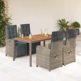 The Living Store Vrtna jedilna garnitura 5-delna z blazinami siv poli ratan - Vrtna Jedilna Garnitura, (21469153) | Shoptok.si