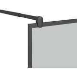 Pregrada za tuš s policom crna 115x195 cm staklo ESG i aluminij | Eponuda.ba