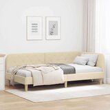  Kutni okvir kreveta s uzglavljem Krema 90 x 190 cm tkanina | shoptok.hr