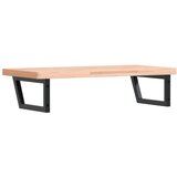  Zidna polica za umivaonik od čelika i masivne bukovine Smeđa 100 x 50 x 4 cm | Shoptok.si