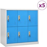 vidaXL Ormarići s ključem 5 kom svjetlosivi/plavi 90x45x92,5 cm čelik | shoptok.hr