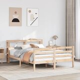 Maison Chic Posteljni okvir - Dvoposteljna postelja - Zakonska postelja z vzglavjem brez vzmetnice bel 160x200 cm, (21693908) | Shoptok.si