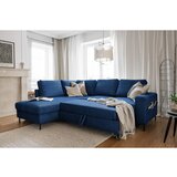 Miuform Temno modra raztegljiva kotna sedežna garnitura iz rebrastega žameta (levi kot) Lofty Lilly – | Shoptok.si