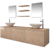  10-dijelni set kupaonskog namještaja, umivaonika i slavine bež | shoptok.hr