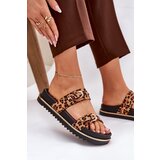 Boto Women's leopard print platform sandals with straps and buckles brown Ziferte | Shoptok.si