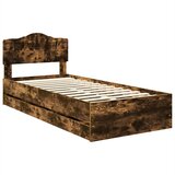  Krevetna konstrukcija s ladicama Dimljeni hrast 100 x 200 cm Smeđa 206 x 102 x 90 cm | shoptok.hr