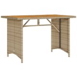 vidaXL Vrtna miza z leseno mizno ploščo bež 110x68x70 cm poli ratan, (21298657) | Shoptok.si