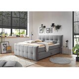 MID.YOU POSTELJA BOXSPRING 160 cm x 200 cm , tekstil, leseni material temno siva | Shoptok.si
