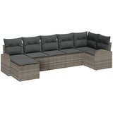 vidaXL 7-delna vrtna sedežna garnitura z blazinami siva Poly Rattan, 2-sedežna vrtna sofa z omaro in blazinami siva Poly Rattan | Shoptok.si