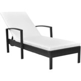 Maison Chic Ležalnik - Sončna ležalnik z blazino poli ratan črn, (22043238) | Shoptok.si