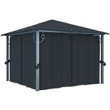 vidaXL paviljon z zaveso 300x300 cm antraciten aluminij | Shoptok.si