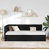  Kutni okvir kreveta s uzglavljem Crna 80 x 200 cm tkanina | shoptok.hr