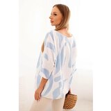 Kesi Włoski Women's cotton blouse in abstract pattern blue | shoptok.hr