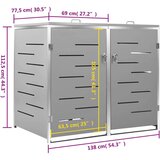 vidaXL Dvojna lopa za smetnjak 138x77,5x115,5 cm nerjaveče jeklo | Shoptok.si