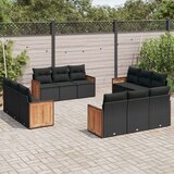  12-dijelni set vrtnih sofa od poliratana s jastucima crni | shoptok.hr