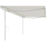 vidaXL Avtomatsko zložljiva tenda s stebrički 5x3 m krem | Shoptok.si
