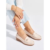 Shelvt Beige women's loafers with buckle | shoptok.hr