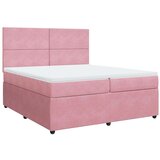 vidaXL Box spring postelja z vzmetnico roza 200x200 cm žamet, (21305406) | Shoptok.si