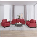 vidaXL 3-dijelni set sofa s jastucima boja vina od umjetne kože Cijene