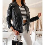 Gemre Black faux leather biker jacket Gill | Shoptok.si