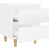  Noćni ormarići s drvenim nogama 2 kom sjajni bijeli 40x35x50 cm | shoptok.hr