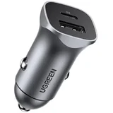 USB-C PD+USB-A QC 24W Fast Car Charger Gray