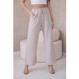 Kesi Viscose wide trousers in dark beige color Cene