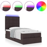 vidaXL Otomanski posteljni okvir z vzmetnico rjav 90x200 cm blago, (21608828) | Shoptok.si