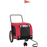 Prikolica za bicikl za pse crveno-crna od tkanine i željeza | shoptok.hr
