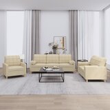  3-dijelni set sofa s jastucima krem od mikrovlakana | shoptok.hr