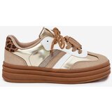 Boto Womens Platform Sneakers With Double Lacing Leopard Gold Studs | Shoptok.si