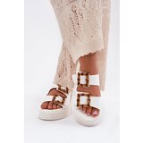 Boto Eco Leather Women's Platform Sandals With Buckles White Xanivia | ePonuda.com