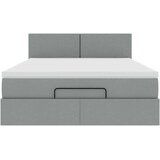 vidaXL Otomanski posteljni okvir z vzmetnico siv 140x200 cm blago | Shoptok.si