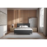 MID.YOU OBLAZINJENA POSTELJA 160 cm x 200 cm , les, tekstil, leseni material antracit | Shoptok.si