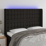  LED uzglavlje crno 147 x 16 x 118/128 cm od tkanine | shoptok.hr