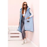 Kesi Włoski Women's quilted Plus Size vest with a hood zipped blue | shoptok.hr