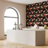  Tapeta - Ornament with birds - silhouettes of cranes and peony flowers on a dark background 50x1000 Vodootporna | shoptok.hr