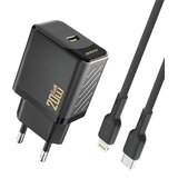 Dudao PD 20W GAN STENSKI POLNILEC ZA TELEFONE Z USB-C LIGHTNING KABLOM, (5000262116) Cene