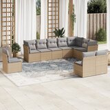 vidaXL 10-dijelni set vrtnih sofa s jastucima bež od poliratana | shoptok.hr